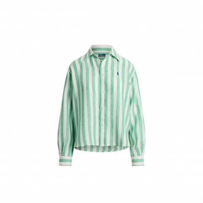 POLO RALPH WIDE CROPPED STRIPED LINEN SHIRT 100002709